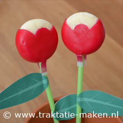 afbeelding van de traktatie Babybel bloemen